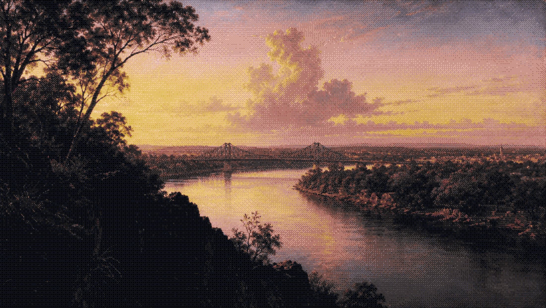 the brisbane river bending past the city at first light