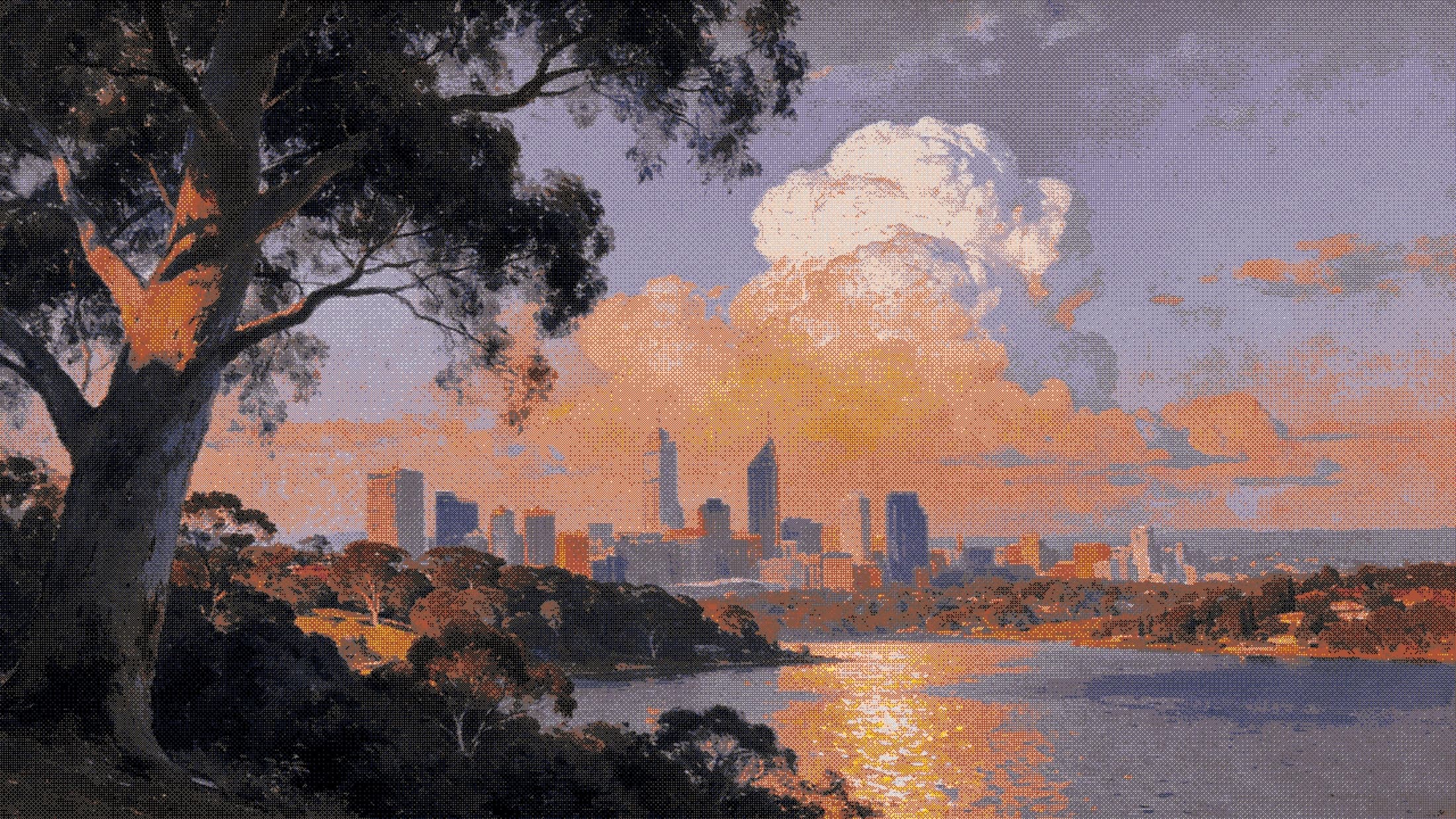 perth from kings park, the city under a long evening light