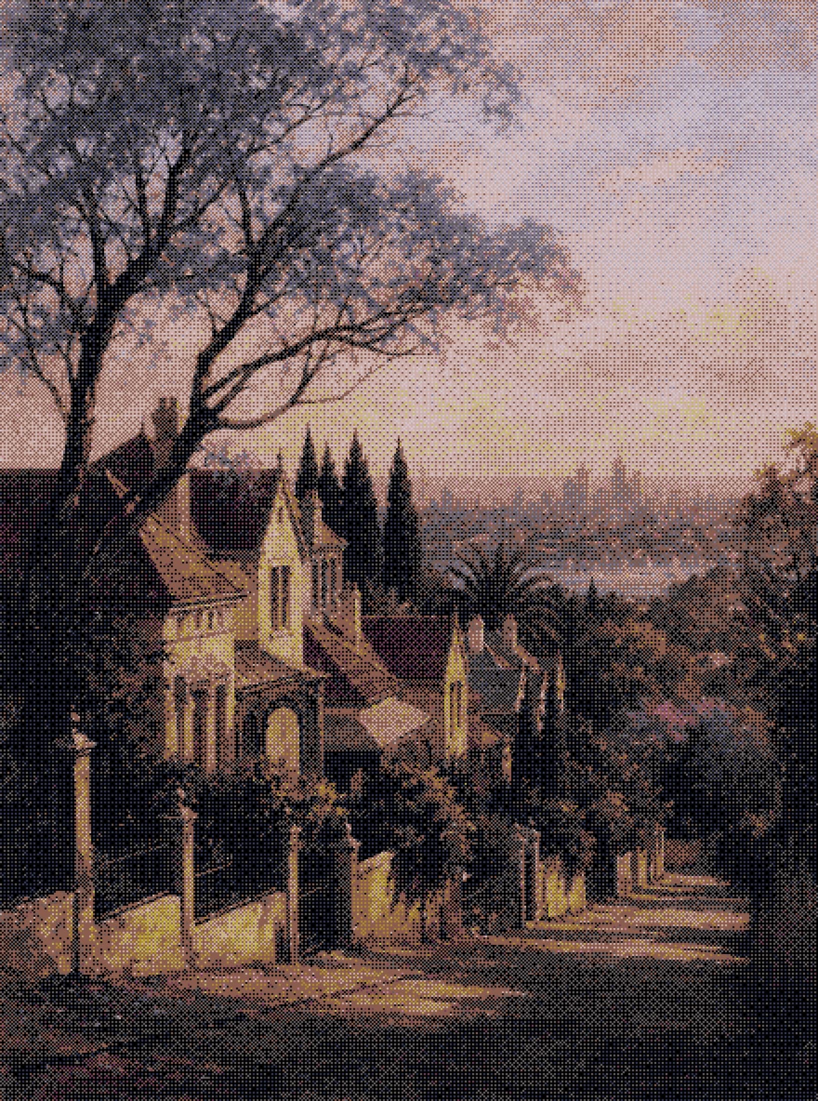 a heritage house behind a stone fence on a tree-lined perth street, the city beyond