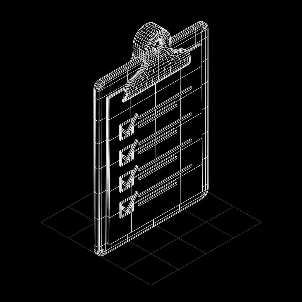 Isometric wireframe icon for Results Tracking