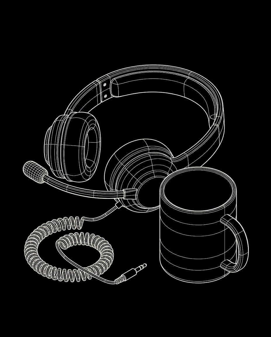 Isometric wireframe illustration for Support