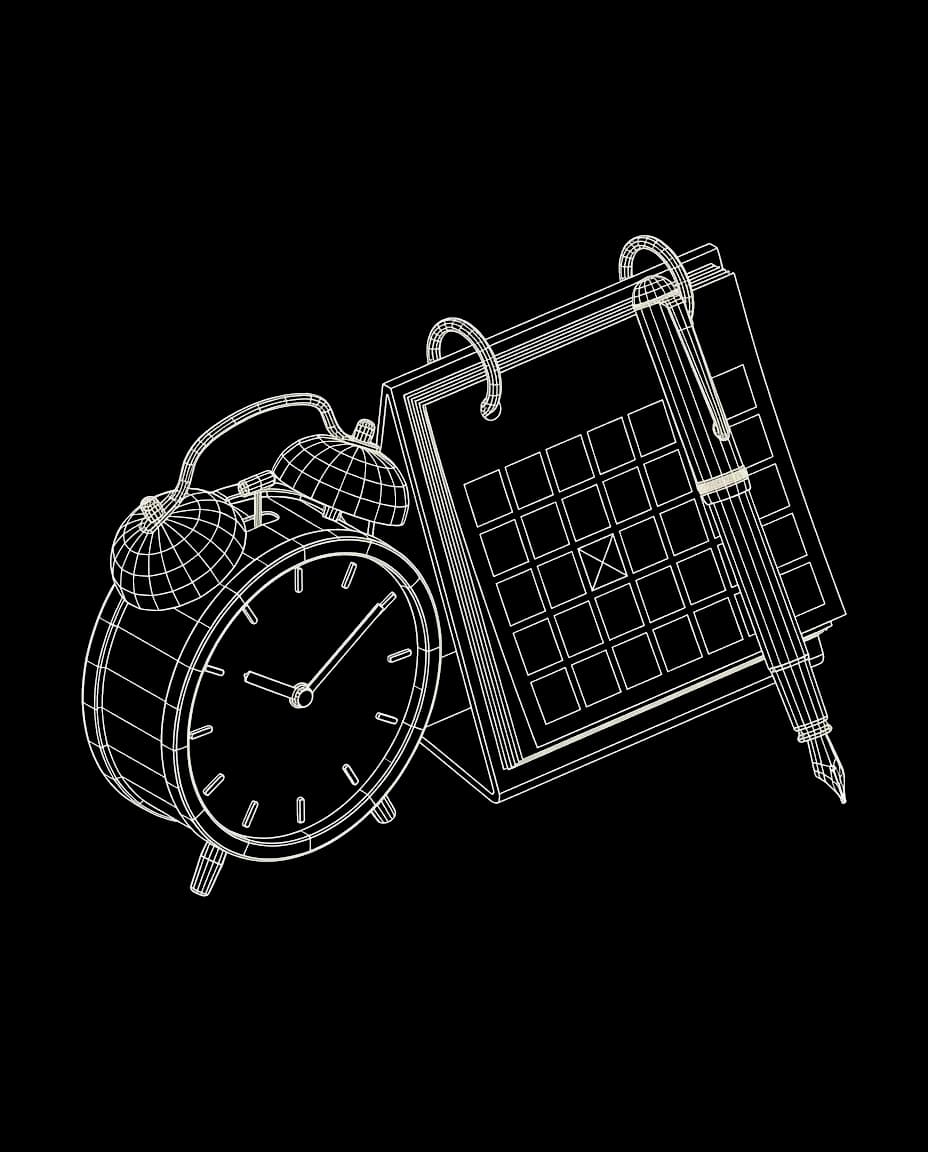 Isometric wireframe illustration for Bookings