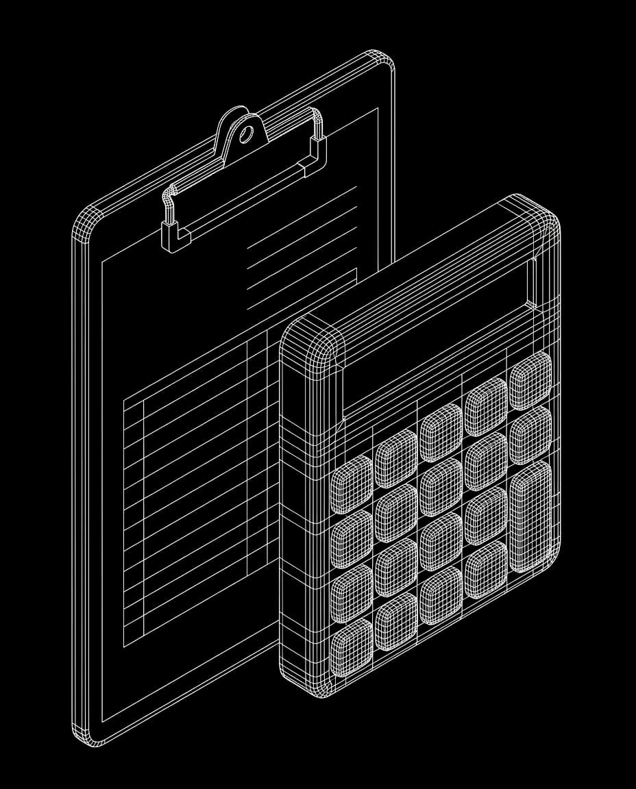 Isometric wireframe illustration for Intake